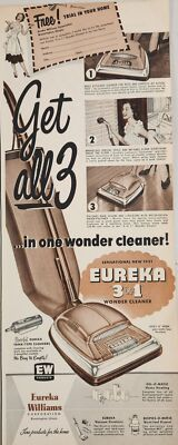 #ad #ad 1951 Print Ad Eureka 3 in 1 Wonder Cleaner Vacuum BloomingtonIllinois $22.85