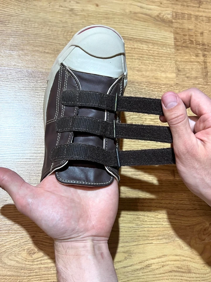 RARE DS! Vintage 90s Converse Jack Purcell Strap Sneakers Hook And Loop Men US9 - Image 4 of 4