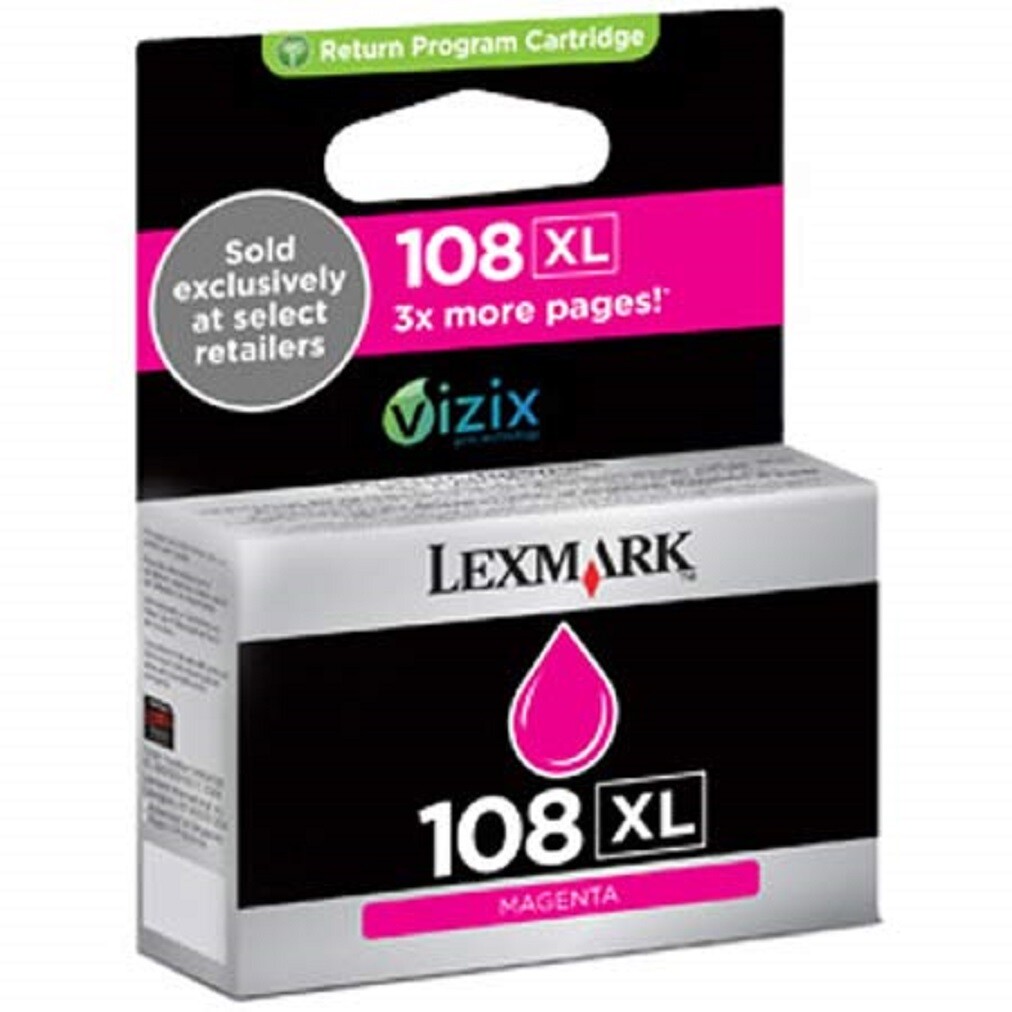 Lexmark 108XL Magenta Ink Cartridge Genuine Original 734646967976 New-image