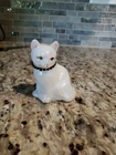 Fenton Opalescent Cat Kitten Figurine Vintage Artist Signed Birthstone Collar