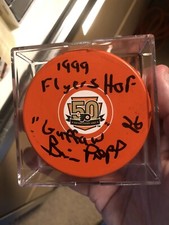 Brian Propp Flyers Signed Puck Orange