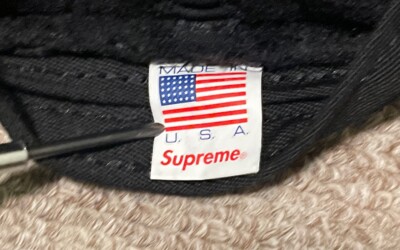 SUPREME Classic Logo Terry Crusher Black Bucket Hat Small/Medium
