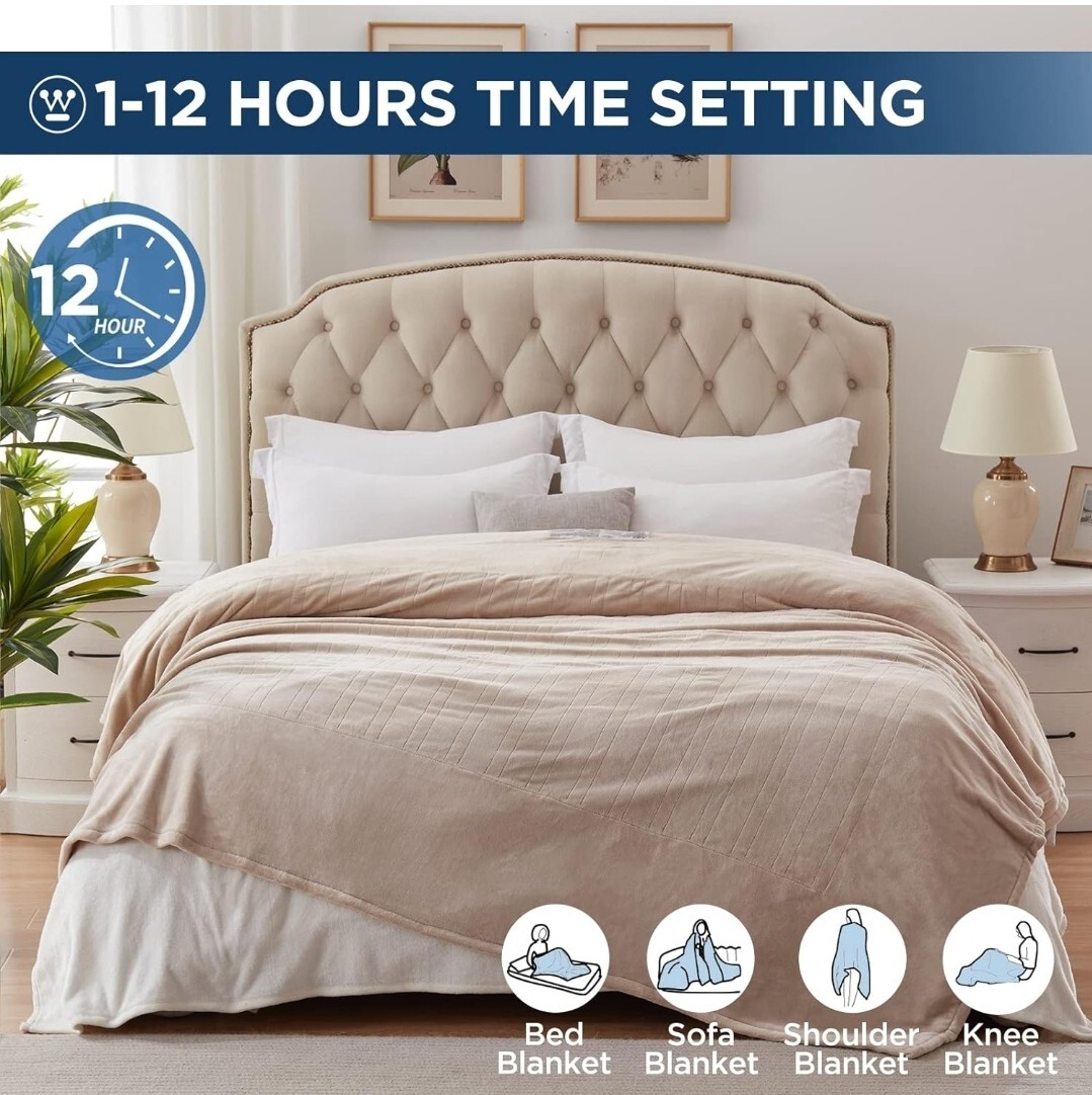 Westinghouse Electric Blanket King Size, Super Cozy Soft Flannel 100" x