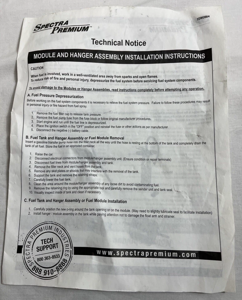 Conjunto de bomba de combustible Spectra Premium SP2013H Ford E-350 Econoline 1989-1991 furgoneta Foto 4 de 4