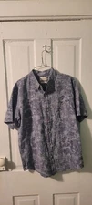 Original Weatherproof Vintage Mens Medium Blue Short Sleeved  Button Up Shirt 