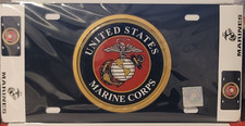 Elektroplate U.s. Marine Corp Front License Plate Black Powder Coat Hd Metal