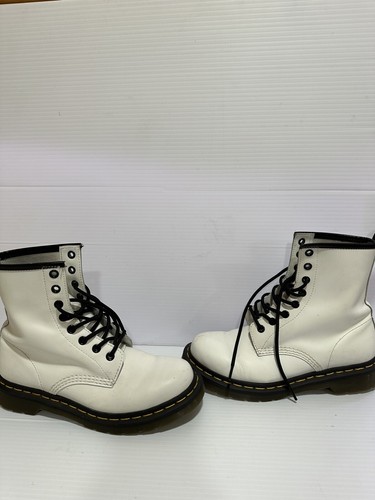 Dr. Martens Stiefel Damen 7 Airwair Combat Off-White Schnürstiefelette - Bild 3 von 8
