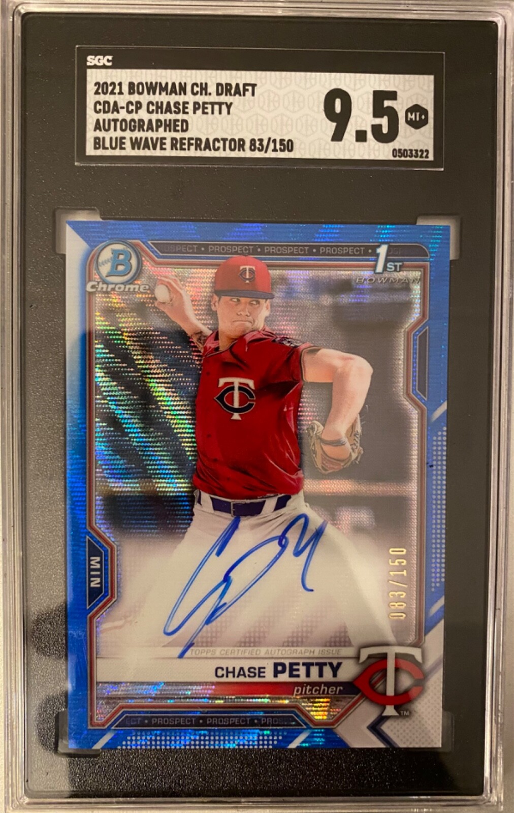2021 Bowman Chrome Refractor CDA-CP Chase Petty Auto Blue Wave Refractor 83/150