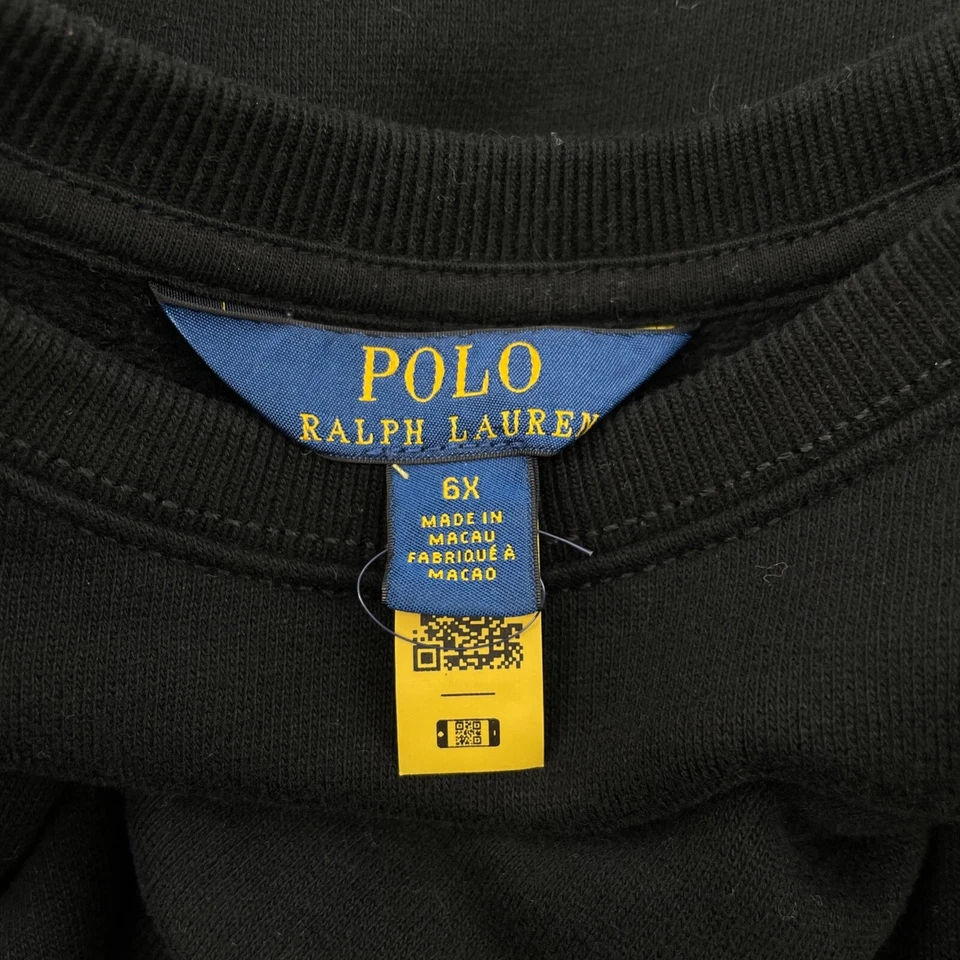 Polo Ralph Lauren girls size 6X Sweater Dress Bear Black pullover logo pockets - Image 3 of 4