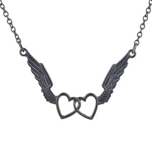 Lux Accessories Black Flying Twin Hearts Wings Women S Pendant Charm Necklace Ebay