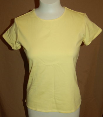 Womens S/S Knit Tee Shirt SOLID YELLOW Chadwicks SIZE S 4-6