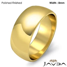 Solid 18k Gold Yellow Dome Mens Wedding Band High Polished Ring 8mm 9.3gm 9-9.75