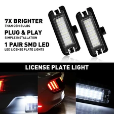 2x White License Plate Lights LED 2015-2021 For Mustang V6 Ford EcoBoost Shelby