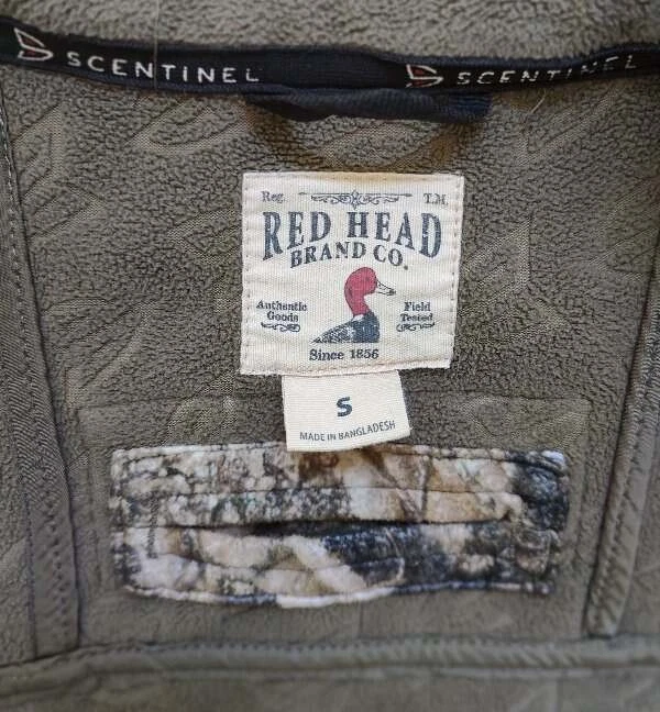 Scentinel Red Head Brand Hunting Vest Jacket Men's S Zip Front Fleece Scent Cont - Image 2 of 4
