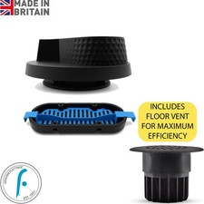 Flettner F3000 Vent STANDARD BASE Wind Driven Van Roof Fan + Floor Vent BLACK
