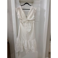 Farm Rio Off White Butterfly Broderie Anglaise Cotton Midi Dress XL Bridal Boho