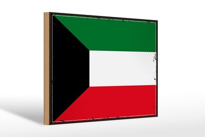 Ontrada Holzschild 20x30cm Kuwaits Flag of Kuwait Deko Holz Schild