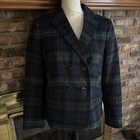 Talbots Green Plaid Blazer Size 4 Wool Blend Lined Fabric Woven In Italy