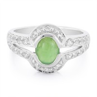 Cavill Ring Chrysopras 0,57Ct WeißEr Topas 1,19Ct Sterlingsilber Oval