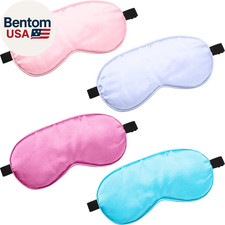 4 Pcs Silk Sleep Eye Masks Smooth Soft Satin Eye Covers with Adjustable Strap Bl