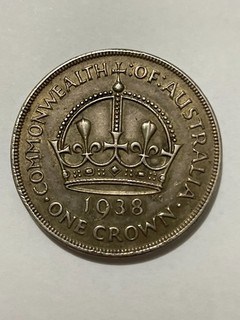 👀AUSTRALIAN 1938 CROWN LARGE SILVER COIN KEY DATE NICE DETAILS SCARCE 👀
