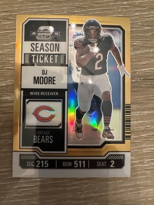 2023 Panini Optic Contenders DJ Moore Season Ticket Gold /50 JERSEY NUMBER 2/50