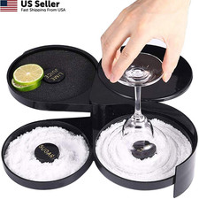 1 Pack 3 Tier Bar Glass Rimmer for Margarita Salt Rimmer-Plastic*1, Black