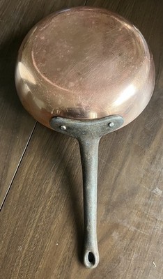 Vintage Baumalu 8'' Copper & Tin Saute Pan w/ Cast Iron Handle Made in France