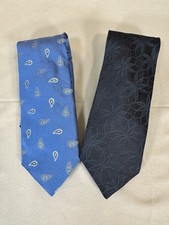 Lot of 2 DKNY Silk Men  s Ties Paisley Floral EUC