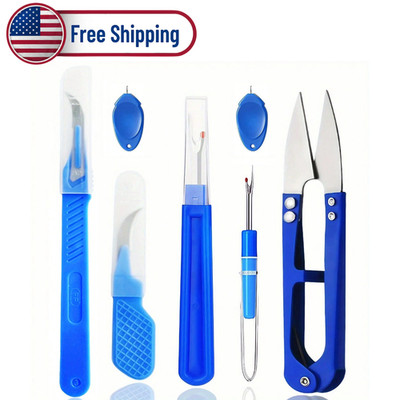 7PCS Seam Ripper Kit Thread Unpicker Sewing Tools Cutter Scissors Set Crafting