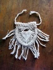 1970s tiny crocheted purse Victorian-style reticule 4.5" high with drawstring