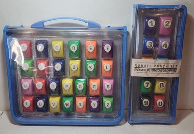 Alphabet  A-Z 26, #'s 0-9 (10) Metal Paper Punch Set Scrapbooking w/ Cases