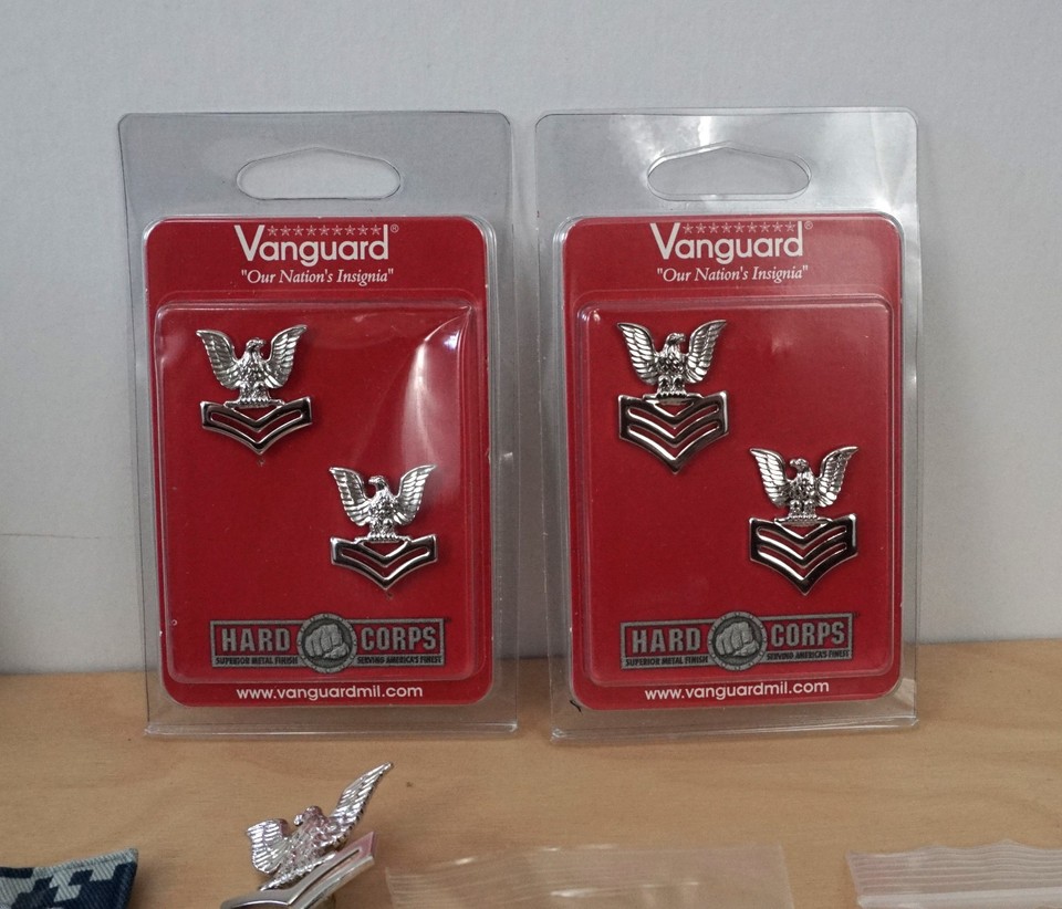 US Navy Insignia Lot Vanguard PO3 Collar Devices NWU Rank Patches Hard ...