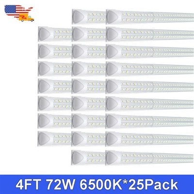 25 Pack 4 Foot LED Light 72W 7200Lms 6500K 4 Ft Linkable Led Shop Light Fixture