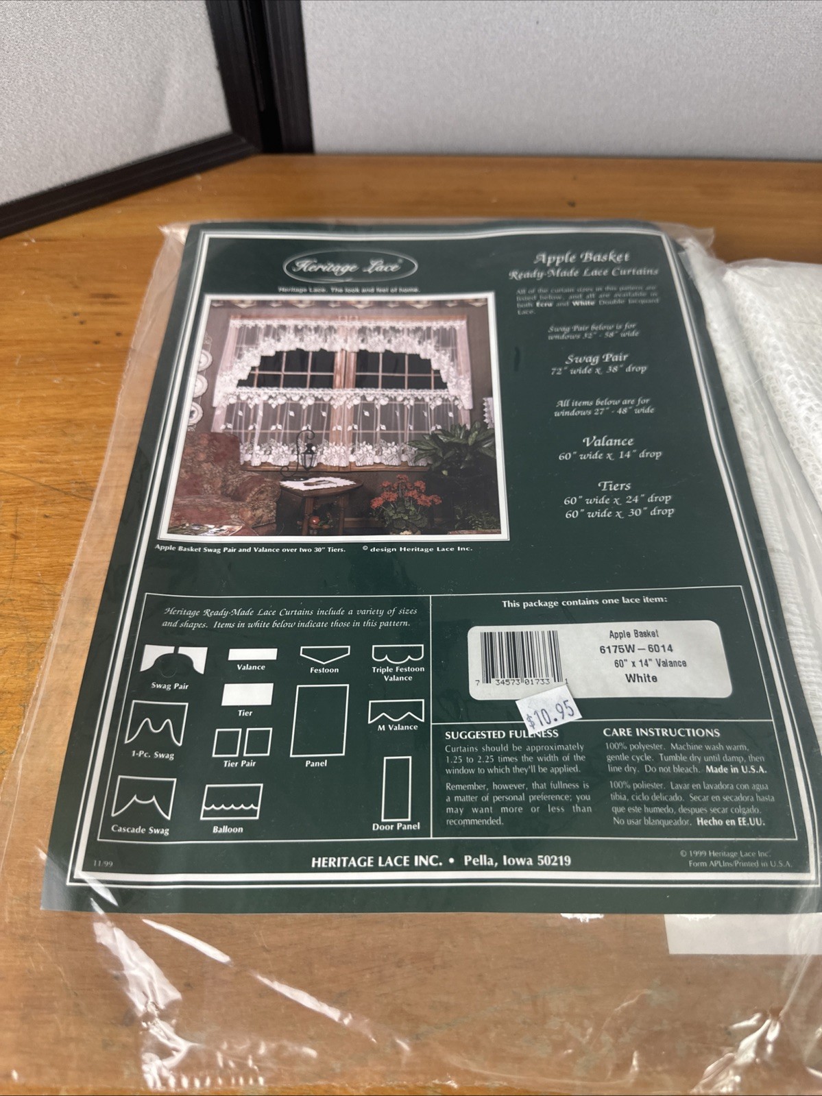 Heritage Lace White Apple Basket Tier Curtain 60" x 30" & Valance 60" X 14" New