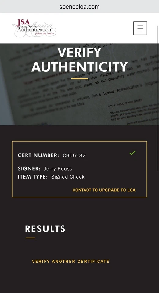 Jerry Reuss autografado 1978 Pittsburgh Pirates cheque de folha de pagamento certificado JSA CB56182 - Imagem 3 de 3