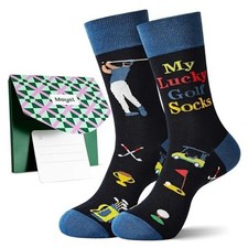 Funny Socks for Men Fun Golf Fishing Gifts for Men Dad 7-13 Multicolor Golf