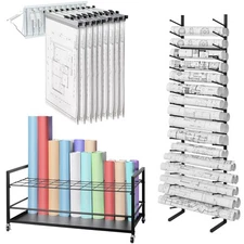 Storage Rack Blueprint Holder with 12 pivot brackets/12/20/50slots/16-tier