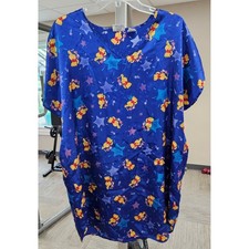 Vintage Disney Winnie the Pooh Nightgown Blue Star Sleep Shirt Womens Large
