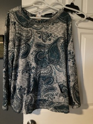 Ruby Rd Women s Sweater Paisley Long Sleeve Size Xl
