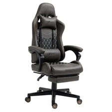  Racing Gaming Chair Diamond PU Leather Office Gamer Chair High Back Brown