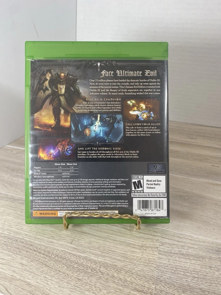 Diablo III Reaper of Souls Ultimate Evil Edition (Xbox One, 2014) Testado na Caixa - Imagem 3 de 4
