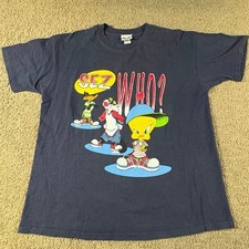 Vintage 90s Tweety Sylvester Daffy Sez Who Looney Tunes Mens Size XL Navy Blue
