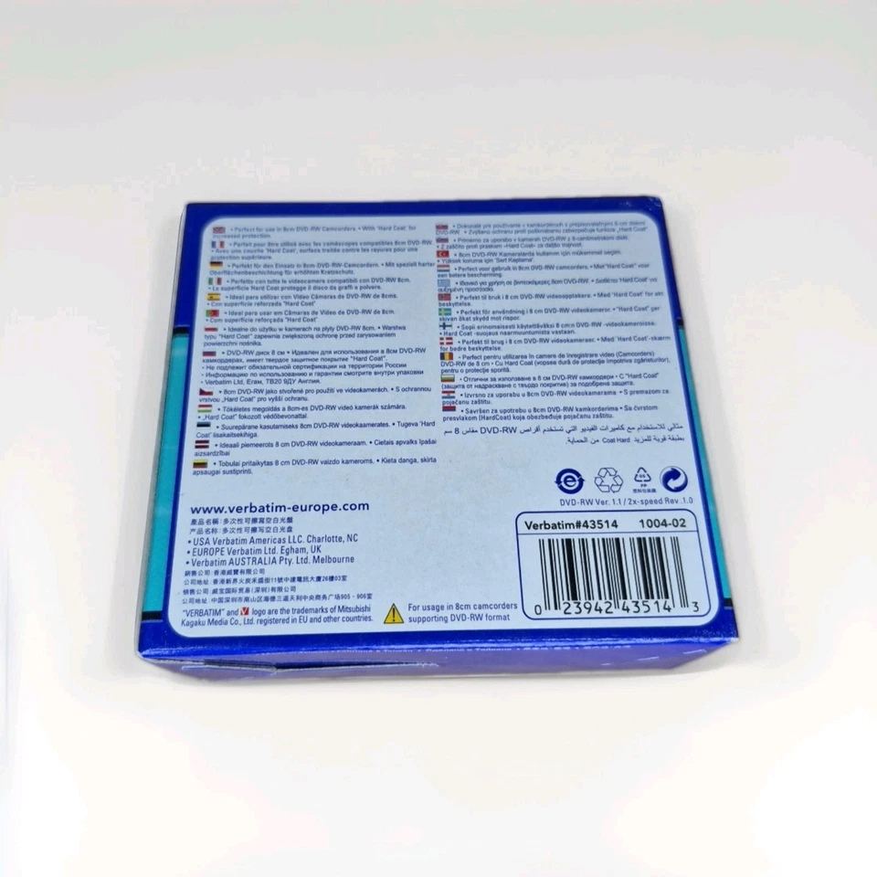 Verbatim 8cm Mini DVD-RW 1.4GB 5pk new and sealed Boxed - Image 2 of 3