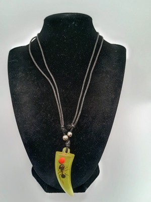 Ant Necklace Pendant Yellow Colmillo Adjustable Braided Cord