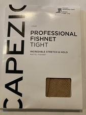 New Capezio 3000C Professional Fishnet Seamless Tights Caramel Youth L/XL