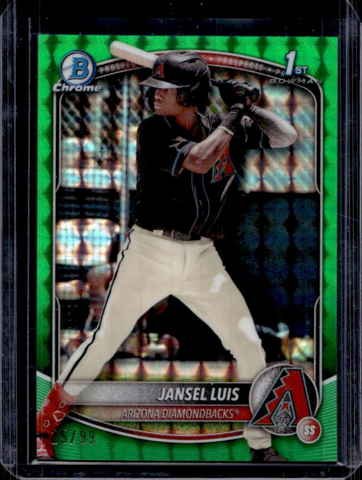 2025 Bowman Jansel Luis Chrome Green Geometric Refractor 1st #25/99