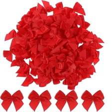 Mini Bows, 100 Pcs 1 Inch Small Red Bows Satin Ribbon Tiny Premade 