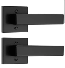2 Pack Probrico Satin Nickel Square Rosette Single Dummy Door Lever Handles