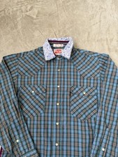 RARE Levi's Pearl Snap Shirt Western Cowboy Plaid Paisley Vtg 70s USA Medium